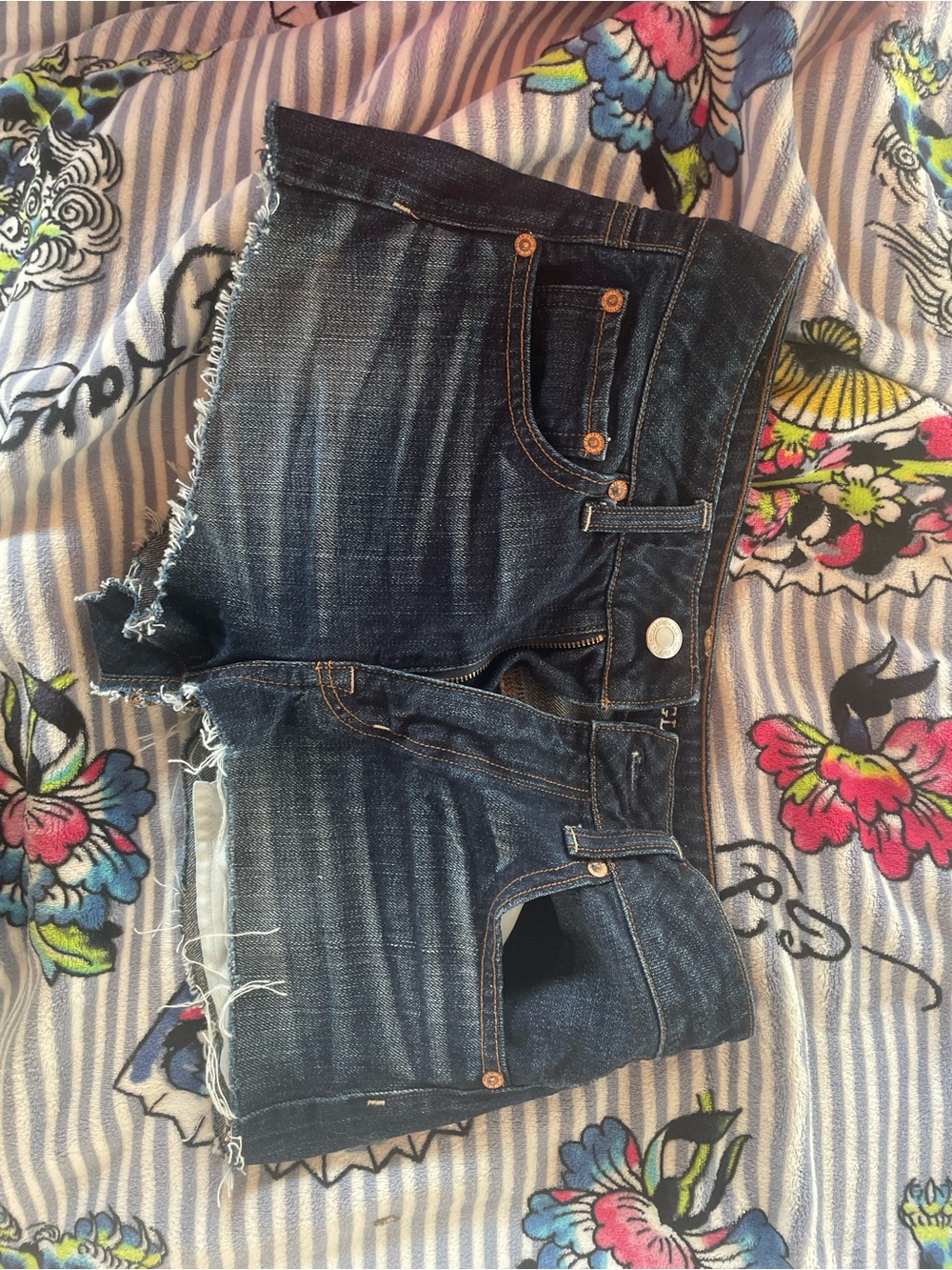 American Eagle Outfitters Dark Blue Denim Cutoff Shorts